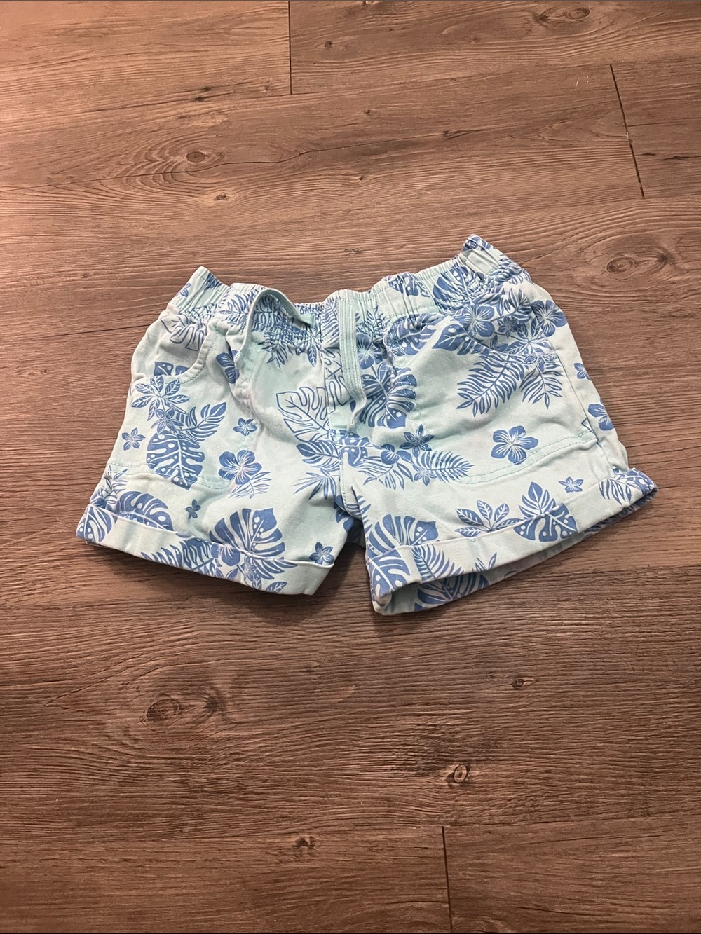 wonder nation Light Blue and Blue Floral Print Kids Shorts